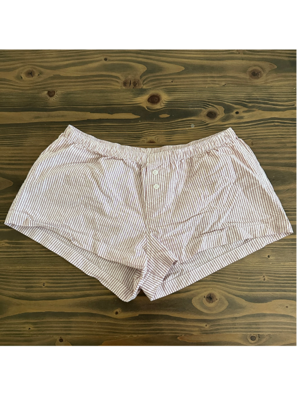 John Galt Women's Red White Striped Cotton Lounge Shorts Elastic Waist